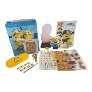 Plush Despicable Me Minions Easter Basket 3D Night Light Book Toys Gift Bag Set